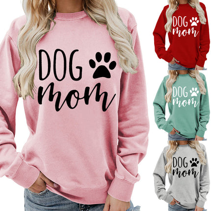 Dog mom printed round neck women's jacket vests foreign trade supply autumn and winter coat casual loose European code cross-border