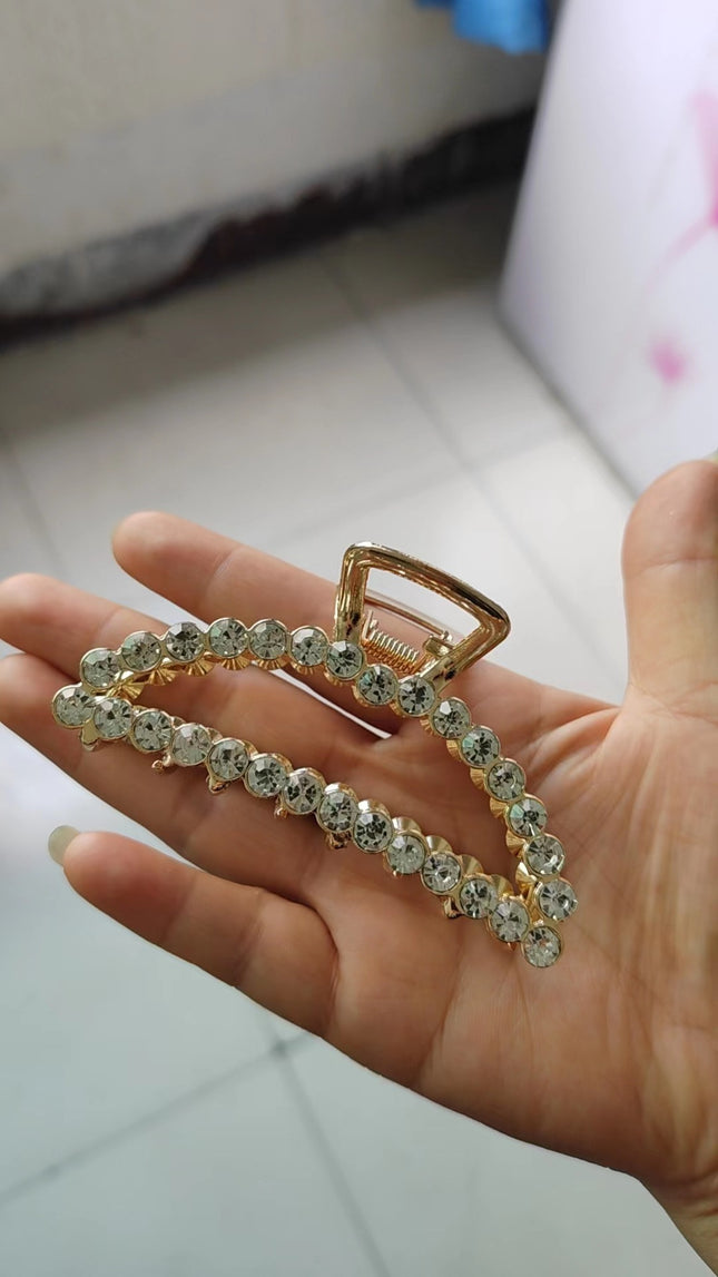 European and American Korean style electroplated rhinestone clip simple women's hairpin hairpin all-match internet celebrity rare medium diamond style hair clip