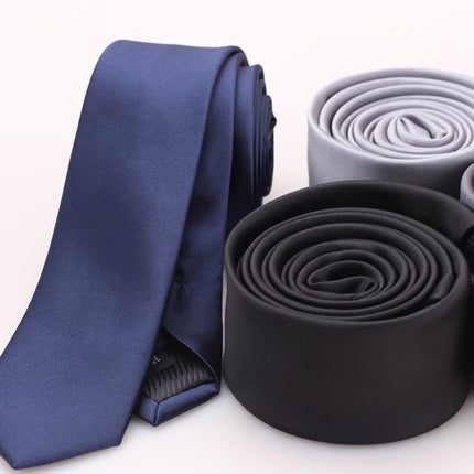 New men's accessories wholesale Japan and Korea solid color narrow tie groom wedding casual monochrome glossy 5cm small tie