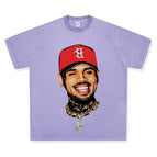 Washed purple short sleeves / S