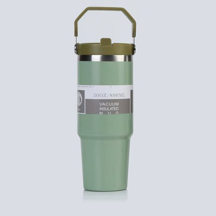 Cross-Border 30oz Stainless Steel Car Cup Large Capacity Car Portable Ice Cup with Straw Single Drink Thermos Cup