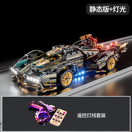 Compatible with Lego Black Gold V12 Cyberpunk Rambo Remote Control Building Blocks Sports Car Racing Children's Toys Cross-Border Wholesale
