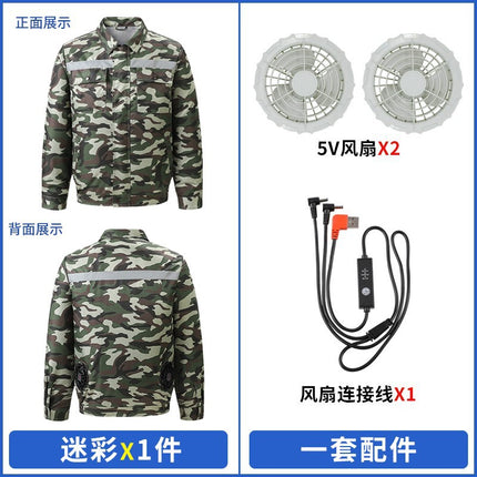 Cross-Border Cooling Air-Conditioning Clothing with Reflective Strips and Fan Cooling Clothing for Men and Women Labor Protection Summer Outdoor Work Clothes
