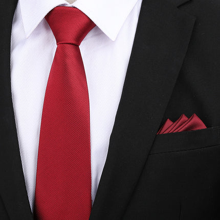 Formal wear wedding tie men's 8CM bridegroom wedding Korean style wine red business tie narrow zipper lazy men and women