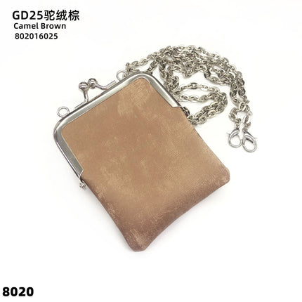 Satin Single Piece Mini Genuine Leather Coin Purse Lipstick Small Bag Buckle Storage Bag Open Buckle Crossbody Headset Bag