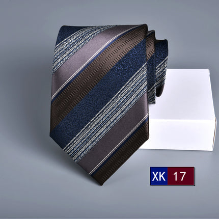 Tie Men's Dress Business Stripe 8cm New Jacquard Hidden Blue Executive Hand Tie Wedding Festive Spot