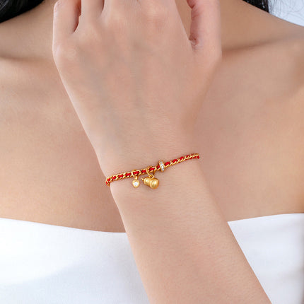 Ancient Sand Gold Bracelet, Light Luxury and High-End Feeling, Gourd Small Red Rope Braided Bracelet Accessories, Female Internet Celebrity Jewelry Wholesale