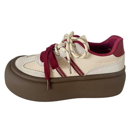 Retro German Training White Shoes for Women, New Thick-Soled Autumn New Height-Increasing Versatile Sports Shoes, Casual Sneakers