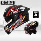 Helmet-dual flash black and red [hd dual mirror]