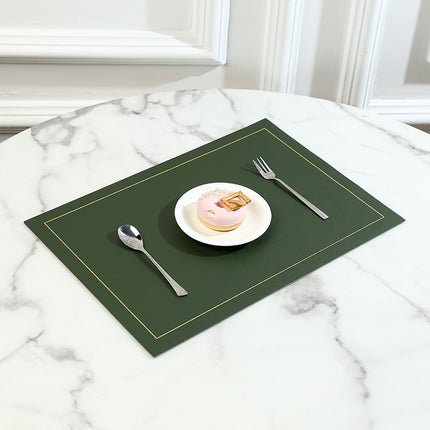 Scandinavian Style Gold Edge Rectangular Leather Placemat Double-Sided Two-Color Leather Placemat Waterproof and Oil-Proof Insulated Table Mat
