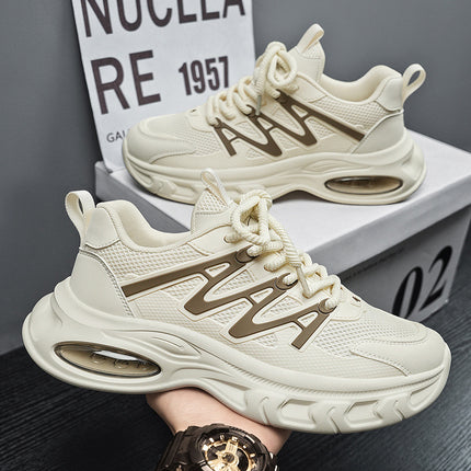 Men's Shoes 2026 Spring and Summer Mesh Breathable Sports Trendy Shoes Men's Thick-Soled Black Warrior Dad Shoes Fashionable Casual Shoes
