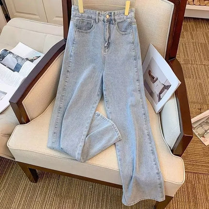 Jeans Women's Design Sense High Waist Mop Pants All-match Spring and Autumn Retro Loose Slimming Straight Pants Wide Leg Pants