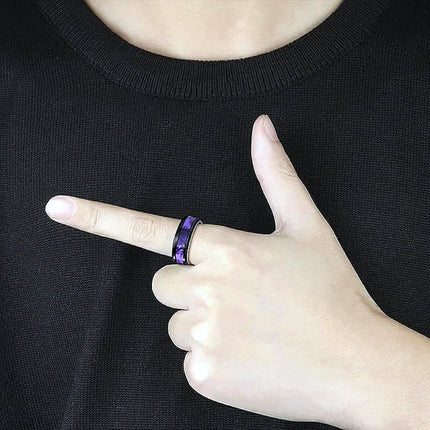 European and American Fashion New Ring Black Elegant Colorful Purple Colorful Stainless Steel Imitation Shell Ring Source Manufacturer