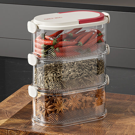 Spice Storage Box Scallion, Ginger and Garlic Spice Jar Household Kitchen Stackable Sealed Box Storage Jar Sub-pack Fresh-keeping Box