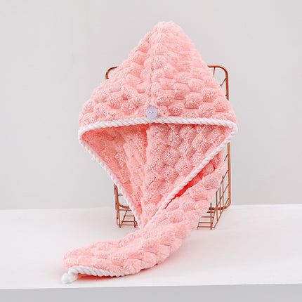 Cross-Border New Dry Hair Cap Bubble Velvet Strong Water Absorption Quick Drying Turban Household Shampoo Towel Thickened Shower Cap Wholesale