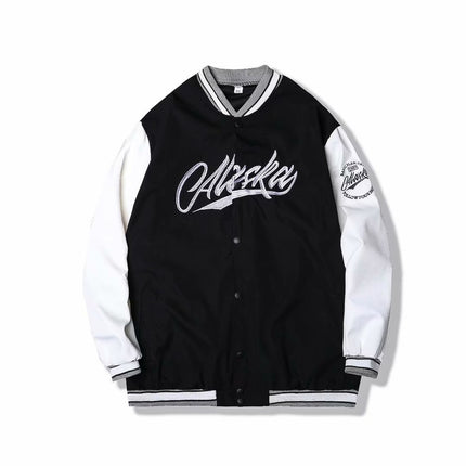 American-style Patchwork Letter Embroidered Cardigan Baseball Suit Men's and Women's Trendy Handsome Retro Fixtures Vertical Collar Jacket Jacket