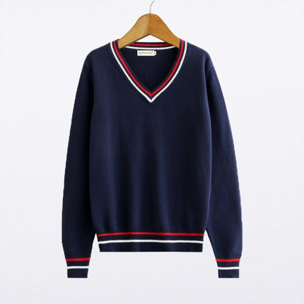 Spot Autumn and Winter Preppy Style Long-Sleeved Pullover Knitwear V Neck Woolen Knitwear Loose Jk School Uniform Knitwear Class Uniform