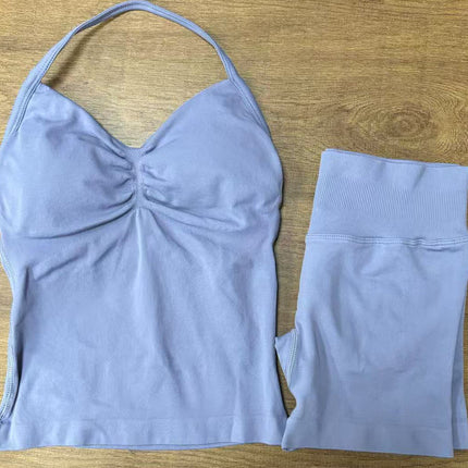 suit DF Amazon Explosions Shorts Small Bra High Elastic Superfine Extinction Nylon Hanging Neck Beauty Back Sports Vest