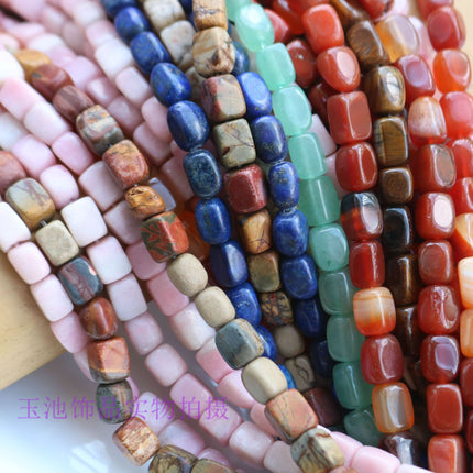Natural Red Agate Irregular Rectangular Column, Pink Quartz, Lapis Lazuli, Loose Beads, Necklace, Bracelet, DIY Jewelry Accessories, Pendant