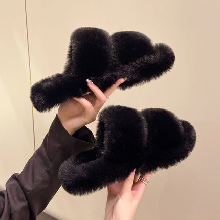 Household Moon Shoes Autumn and Winter Mao Mao Cotton Slippers Women's Cross Belt Fashionable Outer Wear Winter Home Thickened Warm
