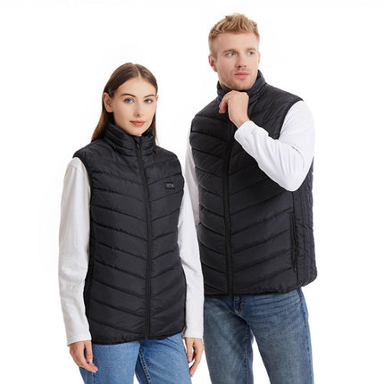 Factory Direct Sales Cross-Border New Smart Heating Vest Winter Constant Temperature Electric Heating Cotton Clothing Casual Stand-Up Collar Warm for Men and Women
