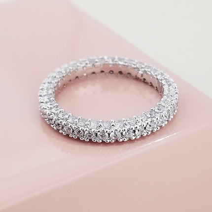 Cross-border e-commerce products Europe and the United States three rows of drill micro-inlaid women's ring plain ring shein in stock direct supply in stock r5517