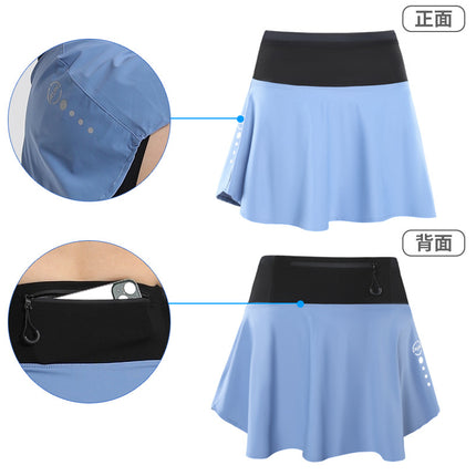 Waterproof Pocket for Mobile Phone Sports Skirt Women's Anti-Light High Waist Quick-Dry Marathon Running Skirt Wrap-Around Net Pocket