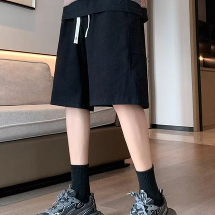 khaki Cotton Tooling Shorts Men's 2025 Summer Casual Straight Pants Men's Loose Sports Pants