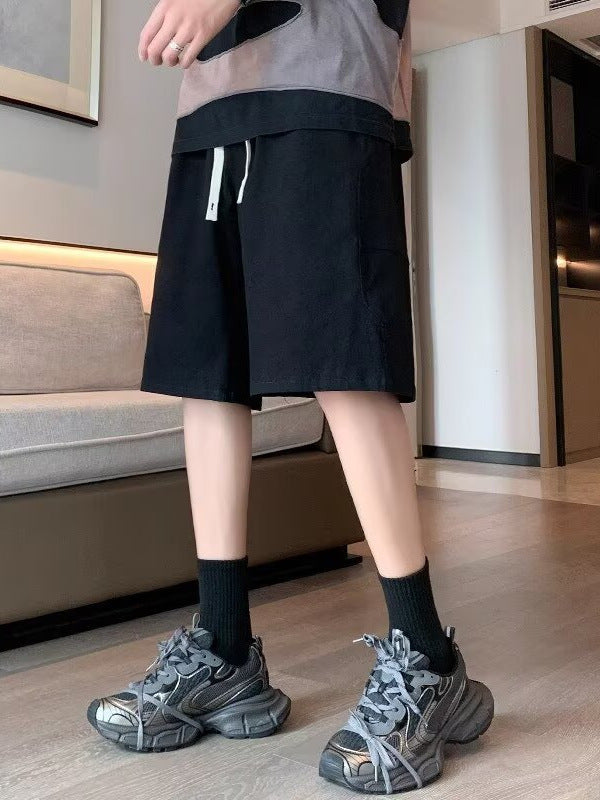 khaki Cotton Tooling Shorts Men's 2025 Summer Casual Straight Pants Men's Loose Sports Pants