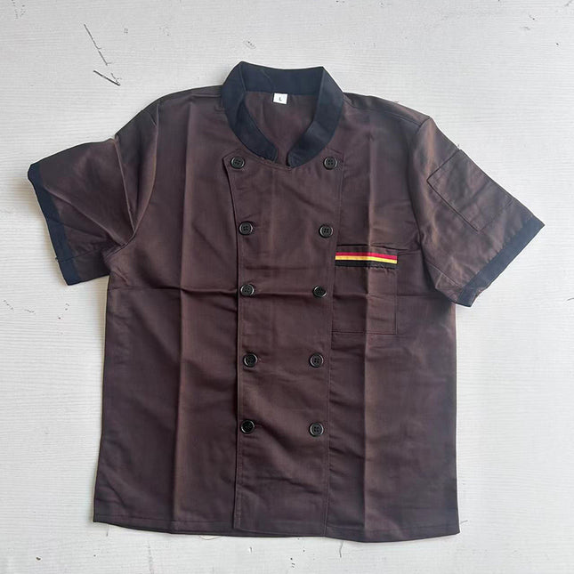 Chef Work Clothes Short-sleeved Men's Summer Breathable Restaurant Kitchen Canteen Restaurant Embroidered Word Kitchen Clothes Long-sleeved