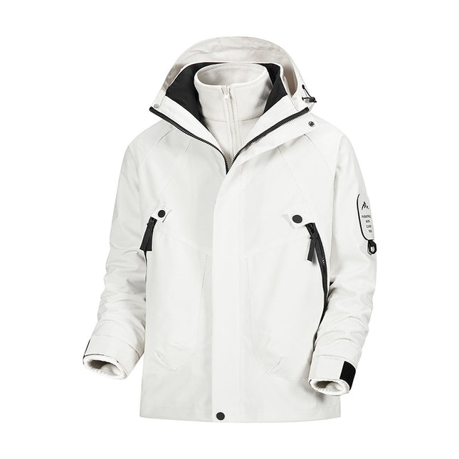 Autumn and Winter New Outdoor Couple Fashion Charge Clothes Men's Three-in-One Removable Inner Pad Warm Fleece fleece-lined Plus