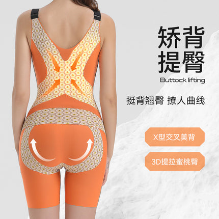 Authentic F1 Lightweight Shapewear Bodysuit with Thin Back Lift, Chest Support, Tummy Control, Butt Lift, Bio-Ceramic Body Shaper with Chest Pads