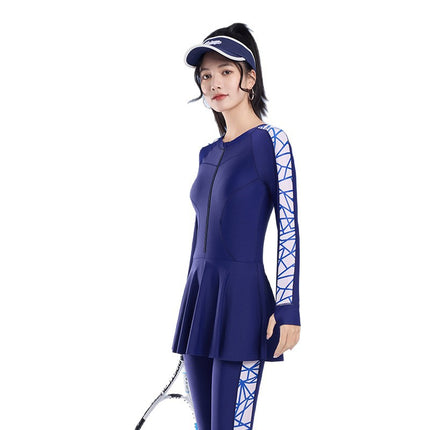 One-Piece Swimsuit for Women, One-Piece Skirt Style, Belly-Covering, Slimming, Conservative Sports European, American, Japanese and Korean Swimsuit, Wetsuit