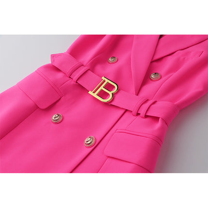 Socialite Elegant Light Luxury Sleeveless Vest Dress Fresh Rose Red Belt Buckle Short Western-style Hip Dress