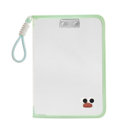 Macaron Transparent A4 File Bag with Large Capacity for Textbooks, Zippered Student Portable Thickened Waterproof Storage Bag