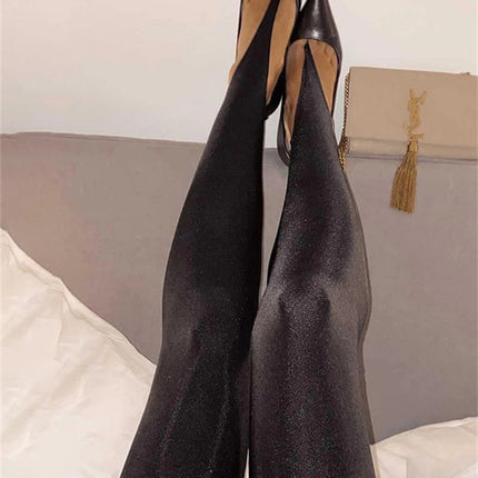 Cross-border European and American Foreign Trade 2025 New Tight Pants High Waist Black Stretch Leggings Women's Slim-fit Pants Trousers
