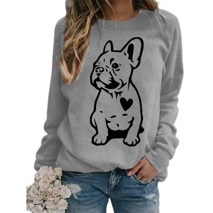 Foreign trade supply dog love printing round neck jacket sweater European size women's coat long sleeve cross-border autumn and winter leisure