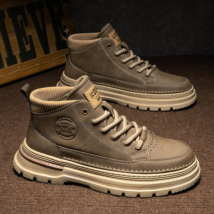 Autumn New Men's High-rise Sports Board Shoes Increased Thick-soled Casual All-match Outdoor Tooling Retro Trendy Shoes