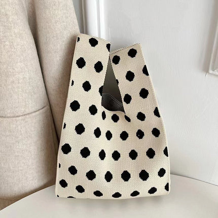 New Ins Bag Knitted Handbag Large Capacity Bucket Bag Versatile Daily Work Clothing Tote Bag Female Souvenir