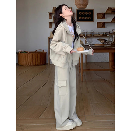 Sense of Leisure Sports suit Women's Spring and Autumn Tooling Style Sweatshirt Sweatpants Two-piece Set Early Autumn Set