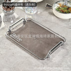 Hose-medium transparent gray silver edge square tray (31x22)