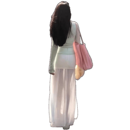 Seaside Vacation Style Outfit for Women 2025 Summer New Pure Lust Style Tulle Sun Protection Blouse with Suspenders and Beautiful Back