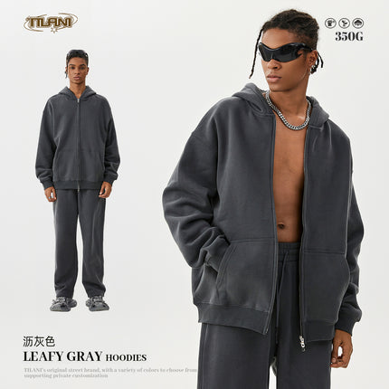Tilani Men's Autumn and Winter Velvet Thickeneded Hooded Cardigan Sweatshirt Sweatpants American Fashion Brand Youth Hoodie Suit
