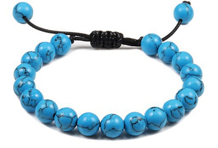 Amazon Hot Selling Natural Stone Beaded Bracelet 8mm Adjustable Size Blue Pine Volcanic Stone Bracelet Manufacturers in stock