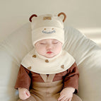 Round ears knitted beige suit / 1-12 months 38-46cm