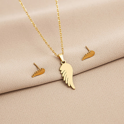 European and American Stainless Steel Earrings Necklace Women's Set Cross Border Geometric Cross Palm Eye Rose Pendant Jewelry