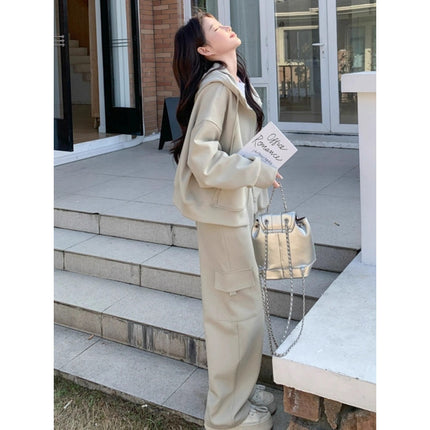 Sense of Leisure Sports suit Women's Spring and Autumn Tooling Style Sweatshirt Sweatpants Two-piece Set Early Autumn Set