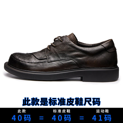 Casual Small Leather Shoes Men's 2022 Autumn Genuine Leather Business Slip-on Men's Shoes Youth Round Toe Casual Fashion Shoes