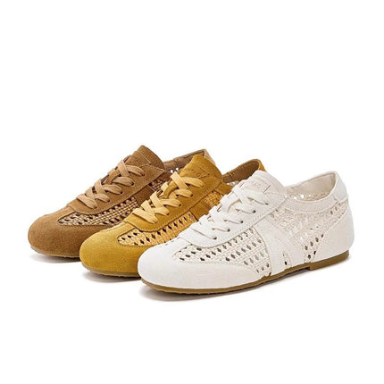 Summer Woven Moral Training Shoes Ins Trendy 2025 New Retro Relaxed Handmade Flats Casual Sports Shoes for Women