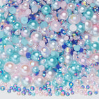 3-10mm flatback pearl resin rhinestones mixed assortment, 30g/pack / Semi-round pearls mixed with pink and blue colors—b
